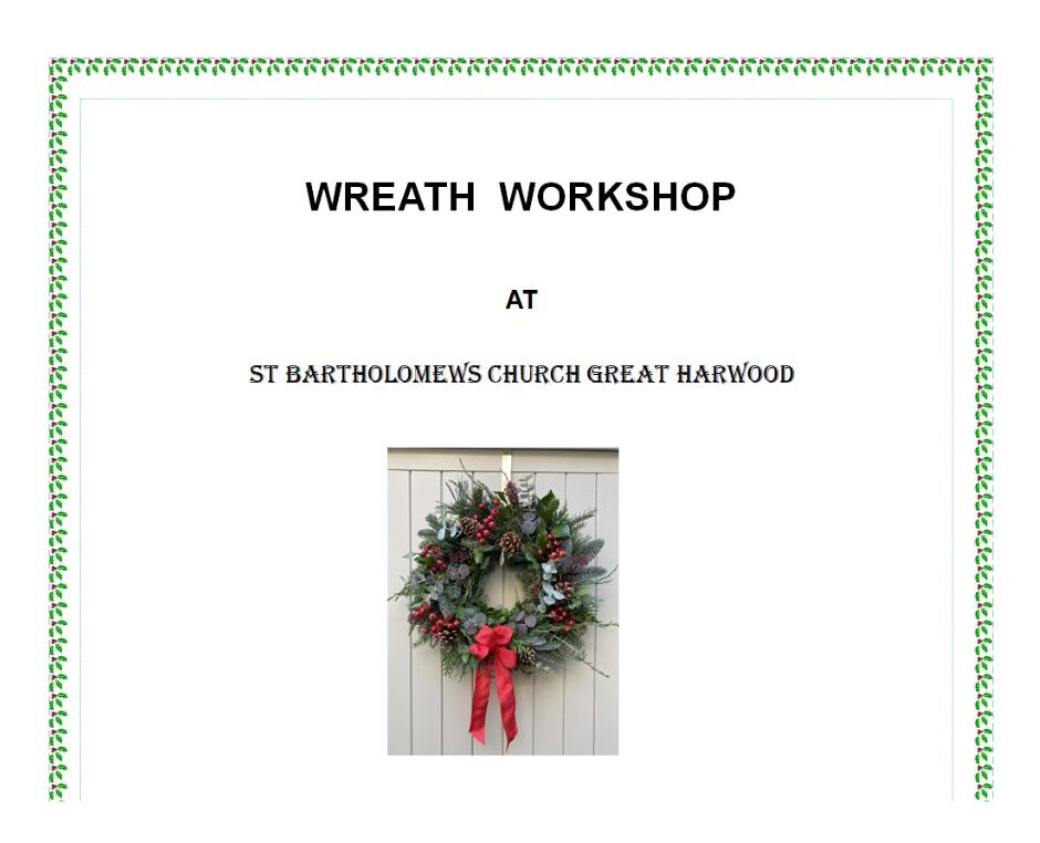 Wreath Workshop – Saturday 7th December at 2pm